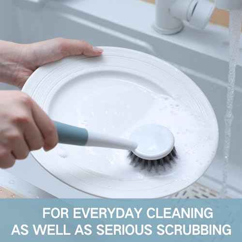 48 Pack Long Handle Dish Scrub Brush Stiff Bristles (48 Count)