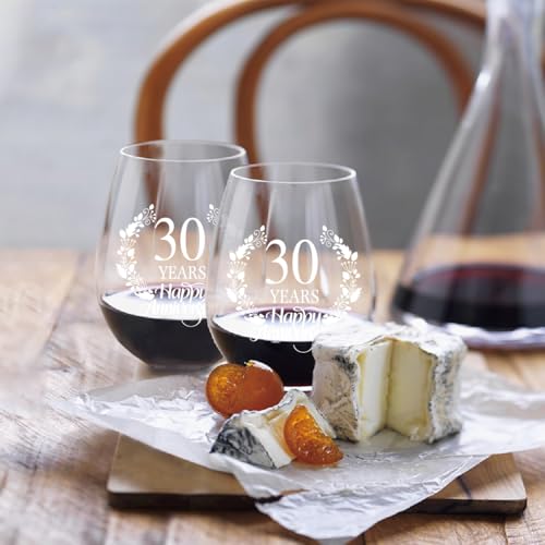 30 Years Happy Anniversary Wine Glass Set of 2 (2 Count)