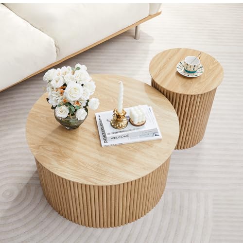 Fluted Round Nesting Coffee Table Set of 2 (2 Count)