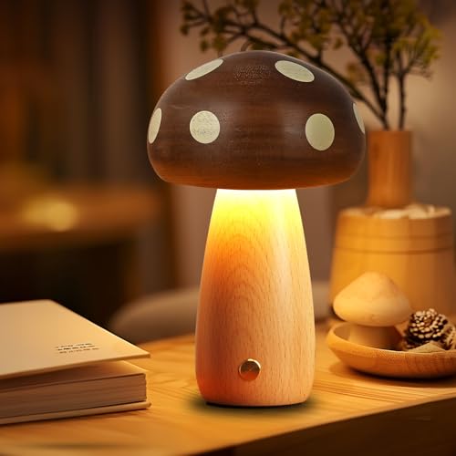2 Pack LED Wood Mushroom Table Lamp (2 Count)