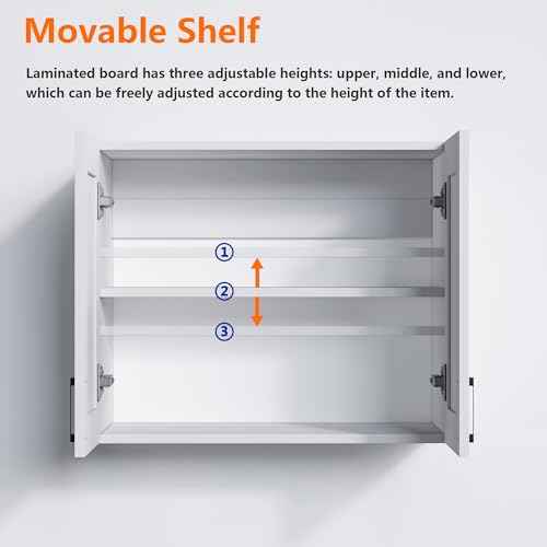 White Laundry Room Cabinets and Storage with 2 Doors and Utility Adjustable Shelf