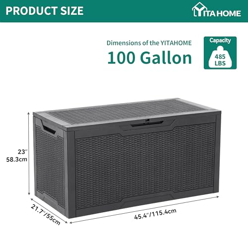 100 Gallon Large Resin Deck Box Outdoor Storage Boxes for Patio