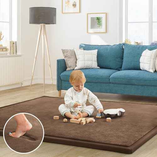 Baby Play Mat for Floor Nursery Rug Muscle Mat Area Rug Playroom Rug 59"x59" Playpen Mat Elastic Foam 1.3" Thick Crawling Mat for Babies