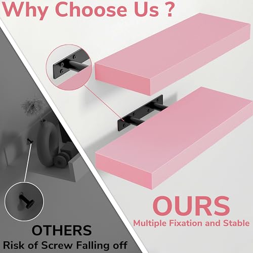 Pink Floating Shelves for Wall (2 Count)
