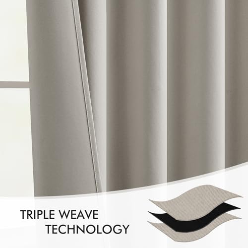 Natural Back Tab Blackout Curtains 52x84 Inch Length 2 Panels Set