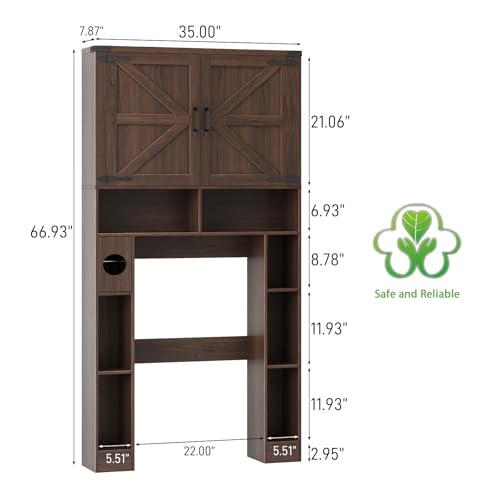 Storage Cabinet Over Toilet with 2 Barn Doors