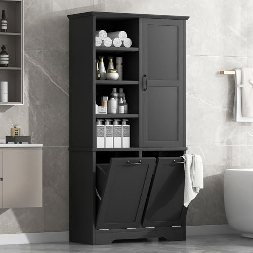 68" Tall Bathroom Storage Cabinet with Door and 2 Tilt