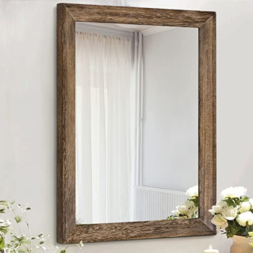 Rustic Wood Mirror Rectangle Decorative Wall Mirrors with Frame
