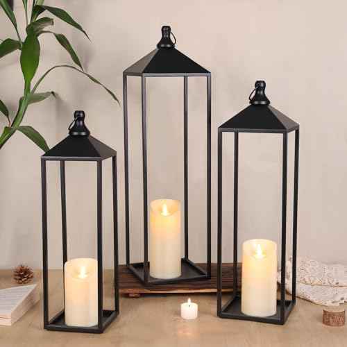 22'' 19'' 17'' Lanterns Decorative Outdoor Indoor (3 Count)