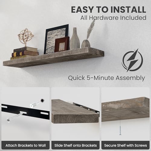 60 Inch Long Wood Floating Shelf