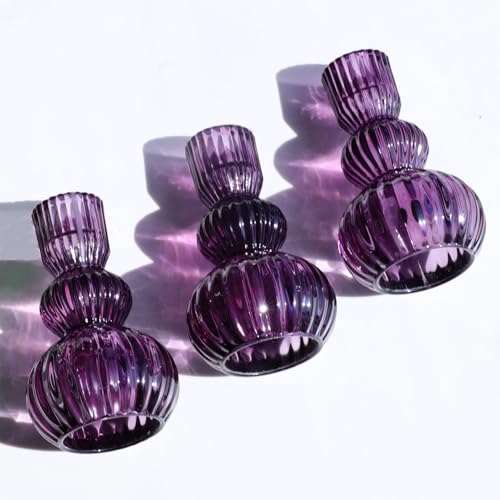 Purple Taper Candle Holders Set of 3 (3 Count)