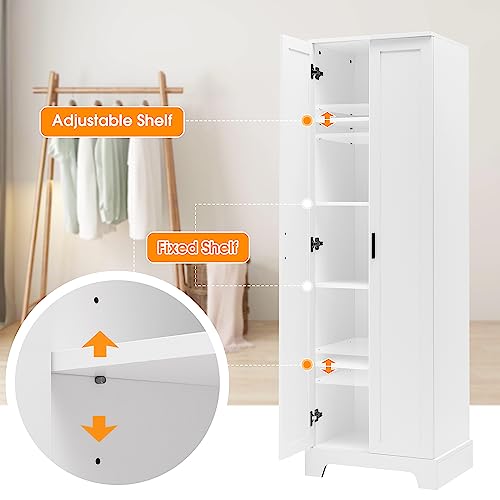 68" Tall Bathroom Storage Cabinet with Doors and Drawer