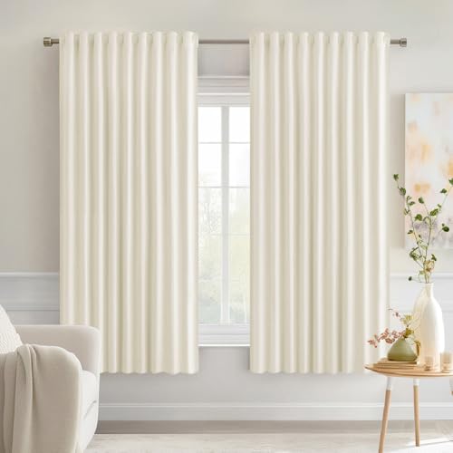 Birch Back Tab Blackout Curtains 52x63 Inches Long 2 Panels Set (2 Count)