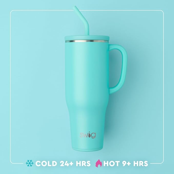 Swig Life 40oz Mega Mug, 40oz Teacher Tumbler with Handle and Straw, Extra Large Insulated Tumblers, Cup Holder Friendly Travel Mug, Teacher Gift (Book Club)