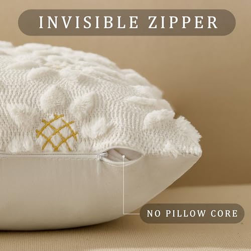 Spring Summer Pillow Covers 16x16 inch Set of 2 White Sunflower (2 Count)