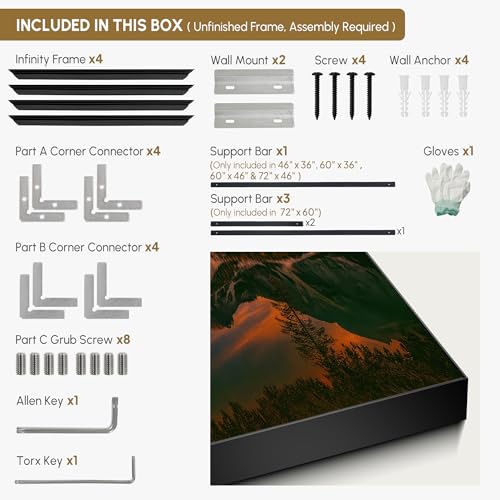 60"x72" Extra Large Framed Wall Art Majestic Mountain Landscape Reflected in Lake at Sunset for Home Living Room Bedroom Decor