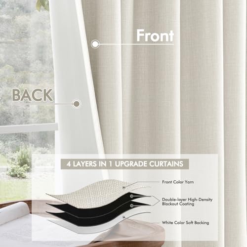 100% Blackout Back Tab Pleat Linen Curtains 50" Wx72 L (2 Count)