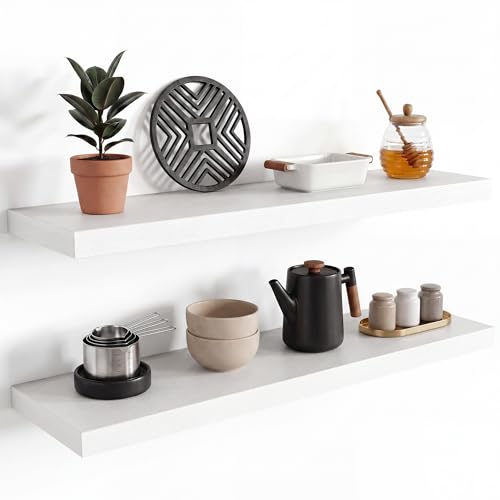 Floating Shelves 39.4" W x 10.3" D White Set of 2 (2 Count)