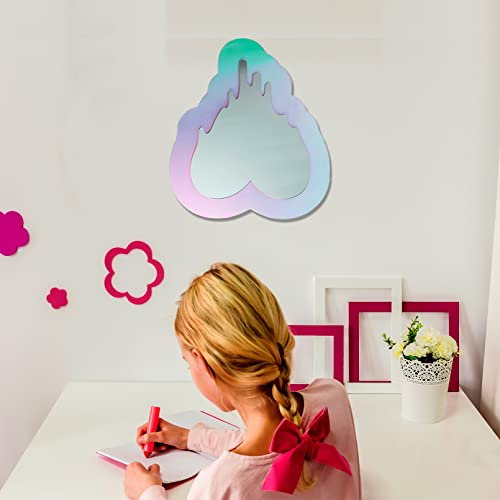 Irregular Wall Mirror Wavy Acrylic Rainbow Mirror Room Decor Aesthetic Mirrors Amorphic Vanity Retro Mirrors for Bedroom Living Room Bathroom Entryway Wall Decor