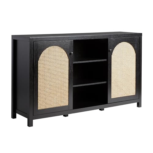 Sasha 2 Door Sideboard Buffet with Arched Rattan Panels
