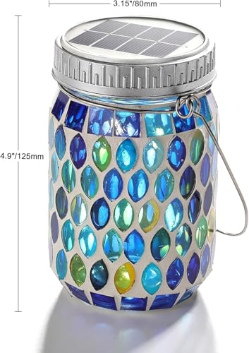 2 Pack Mosaic Lanterns Outdoor Waterproof with 215% Larger Solar Panel (2 Count)