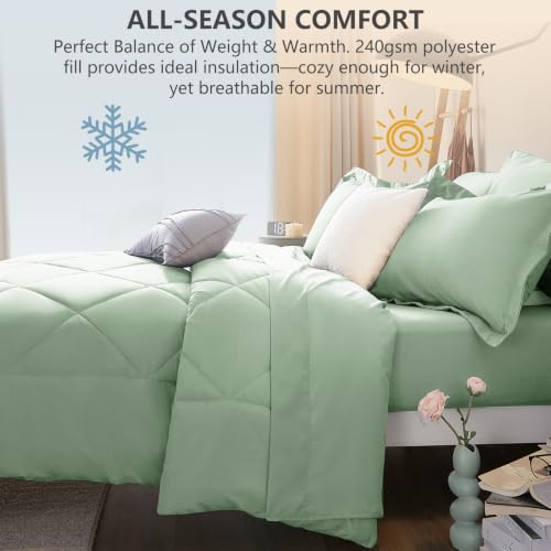Queen Comforter Set with Sheets Sage Green