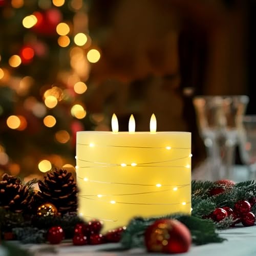 3 Wick Extra Large Flameless Candles with Timer Remote