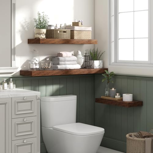 Floating Shelves 55.1" W x 10.3" D Rustic Brown Set of 2 (2 Count)