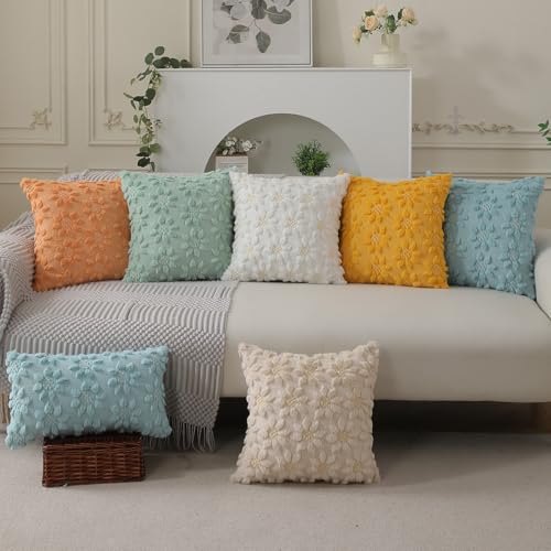 Spring Summer Pillow Covers 18x18 inch Set of 2 Green Sunflower (2 Count)