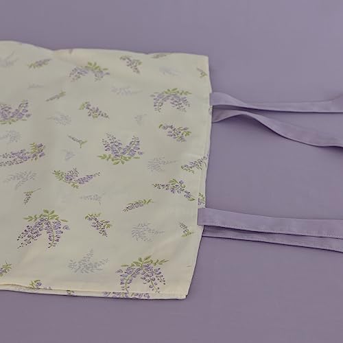 Queen Comforter Set White Purple Floral Bedding Comforter Garden Style Lilac Flower Comforter with 2 Bow Ties Pillowcases Fluffy Girls Floral Bedding Set Vintage Flower Botanical Comforter Set Queen