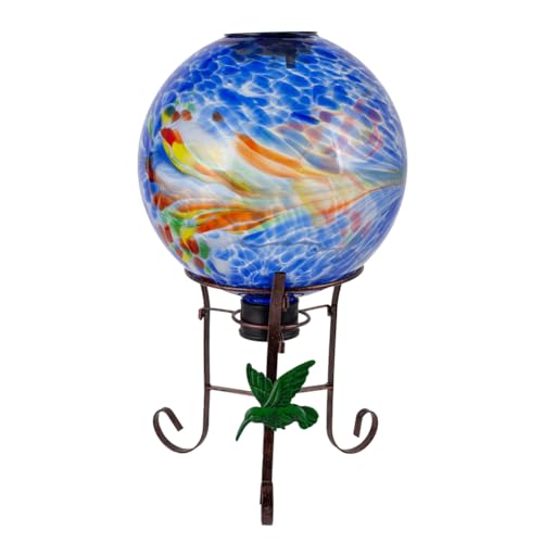 10" Diameter Solar Gazing Ball with Hummingbird Metal Stand