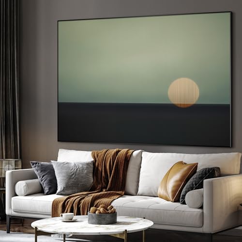60"x72" Extra Large Framed Wall Art Minimalist Seascape Sunset with Golden Sun on Horizon for Home Living Room Bedroom Decor