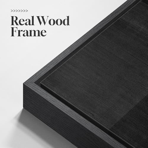 Large Framed Black Beige Neutral Abstract Wall Art