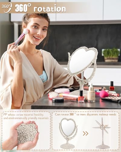 Vintage Heart Mirror for Desk Cute Coquette Room Decor