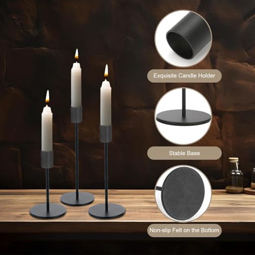 Black Candlestick Holders Bulk for Taper Candles Decorative Metal Candelabra Candle Holders Fit 0.8 Inch Diameter Candles Gold Taper Candle Stands for Wedding Home Party Table Decor (27 Count)