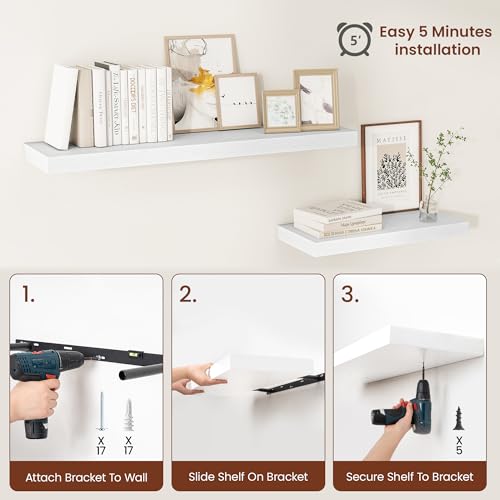 12" Deep Floating Shelves 24x12” Set of 2 (2 Count)