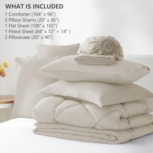 California King Size Comforter Set Beige