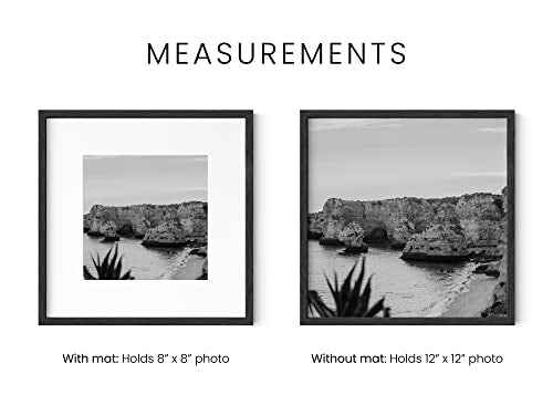 Solid Oak Wood 12”x12” Picture Frames Matted to 8”x8” Set of 6 (6 Count)