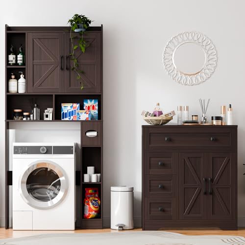Farmhouse Storage Cabinet with 2 Doors and 4 Drawers