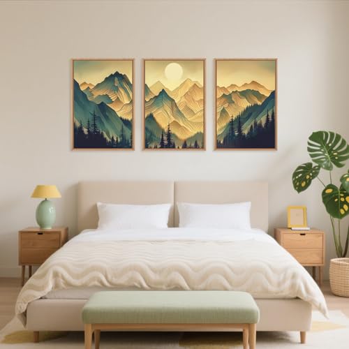 Mountains Forests Framed Canvas Wall Art Set