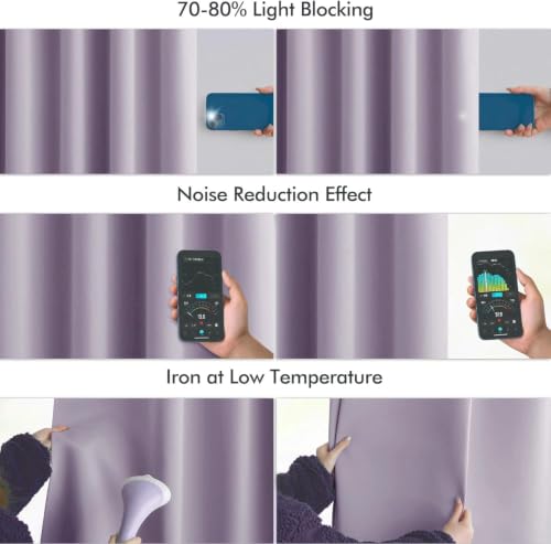 Lilac Back Tab Blackout Curtains 52x90 Inch Long 2 Panels Set (2 Count)