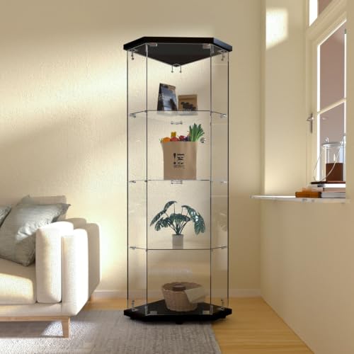 Black 5 Corner Glass Display Cabinet