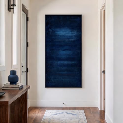 Large Framed Navy Blue Abstract Wall Art