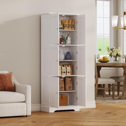 63.2" Tall Bathroom Storage Cabinet with 6 Doors
