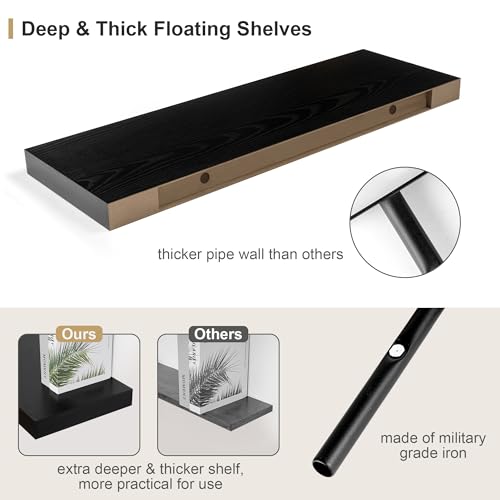 Black Bathroom Shelves Floating Shelves for Wall Shelf Over Toilet Long Wall Mounted Modern Farmhouse