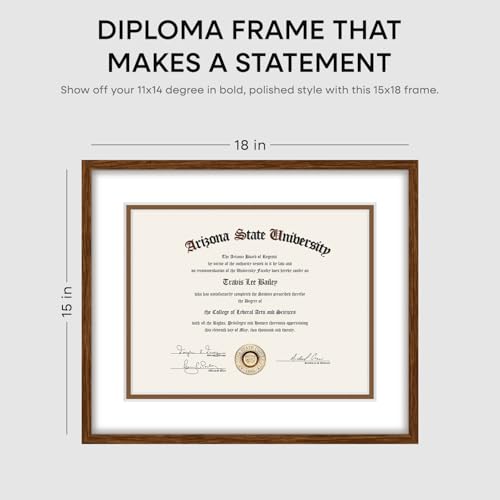 15x18 Brown Oak Diploma Frame (3 Count)