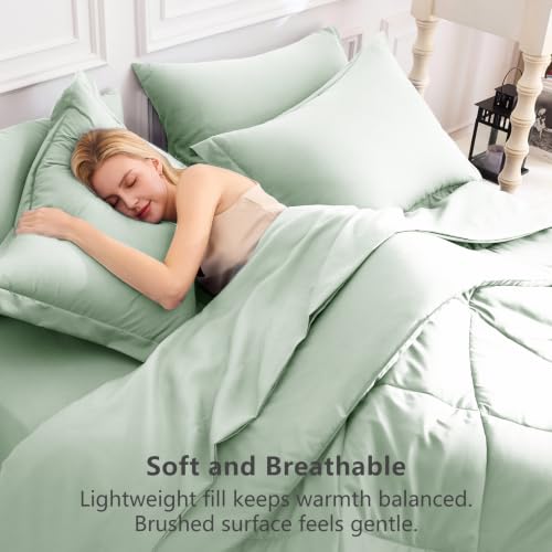 Queen Comforter Set with Sheets Sage Green