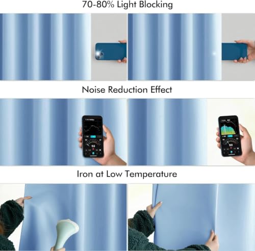Sky Blue Back Tab Blackout Curtains 52x63 Inches Long 2 Panels Set (2 Count)