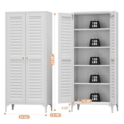 63.58 in Metal Pantry Cabinet with Adjustable Shelves