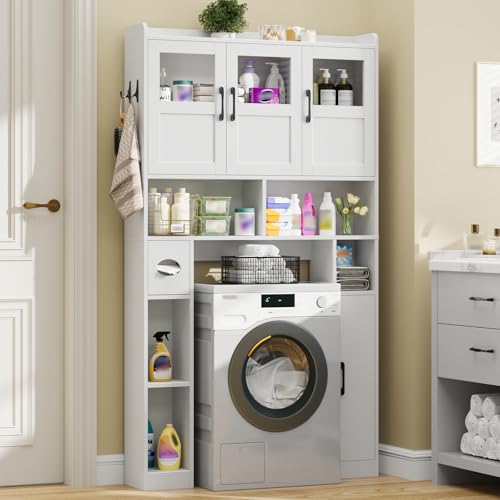 Farmhouse Over The Toilet Cabinet with 3 Acrylic Doors